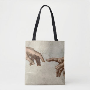 Bolsa Tote Michaelangelo mãos criação adam deus