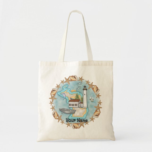 Bolsa Tote Michigan Shells Lighthouse (Frente)