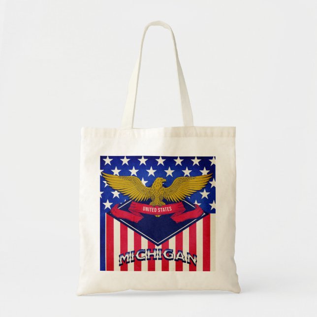 Bolsa Tote Michigan USA Flag (Frente)