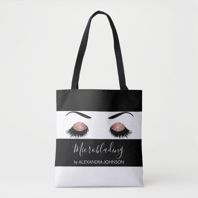 Bolsa Tote Microblading Moderno com brilho brilhante Dourado  (Frente)