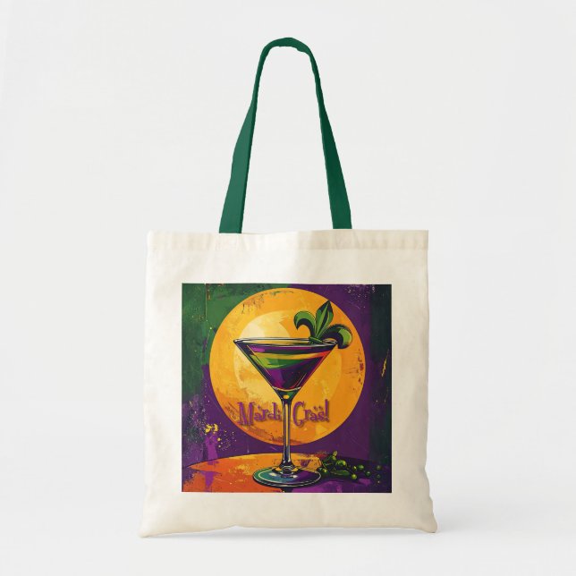 Bolsa Tote Mid Century Mardi Gras Sunset Fleur De Lis Martini (Frente)