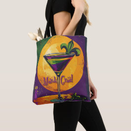 Bolsa Tote Mid Century Mardi Gras Sunset Fleur De Lis Martini