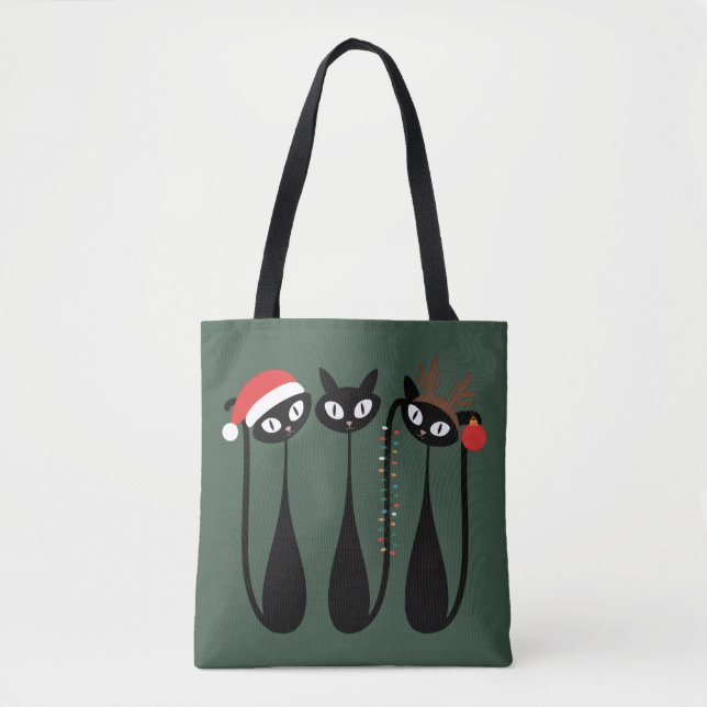 Bolsa Tote Mid Century Modern Christmas Cats Retro Classic (Frente)