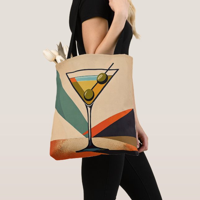 Bolsa Tote Mid Century Modern Color Block Martini Art (Close Up)