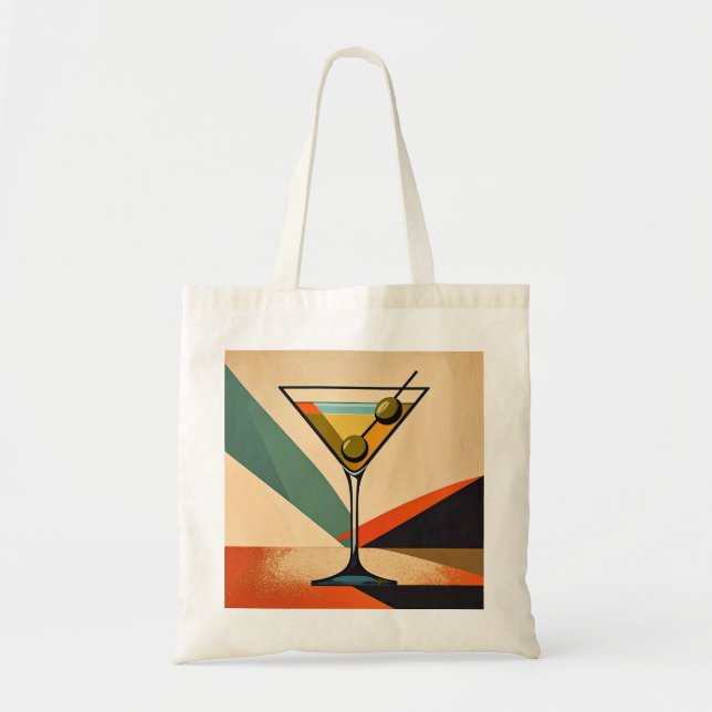 Bolsa Tote Mid Century Modern Color Block Martini Art (Frente)