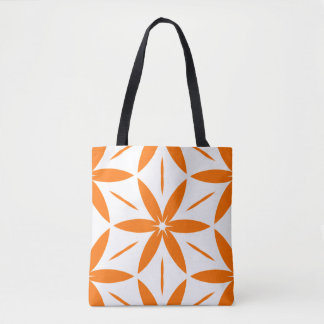 Bolsa Tote Mid-Century Modern Orange Geometric Floral