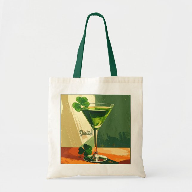 Bolsa Tote Mid Century Modern Shamrock Martini Sláinte!  (Frente)