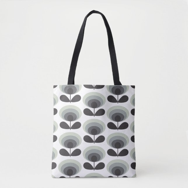 Bolsa Tote Mid Century Scandinavian Modern Retro Flower Bloom (Frente)