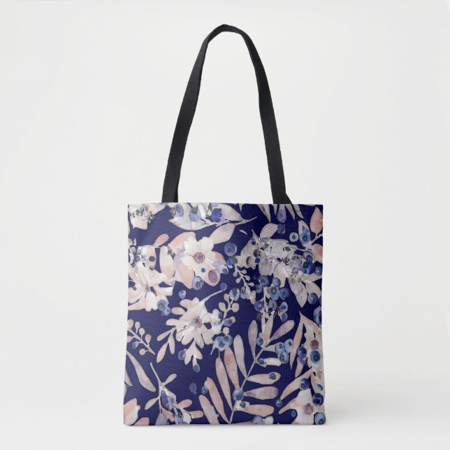 Bolsa Tote Midnight Indigo Eucalyptus & Blueberry Botanical (Frente)