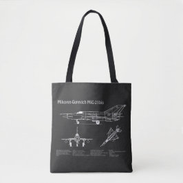Bolsa Tote MiG-21 bis - PD Planos de Impressão Blueprint do A