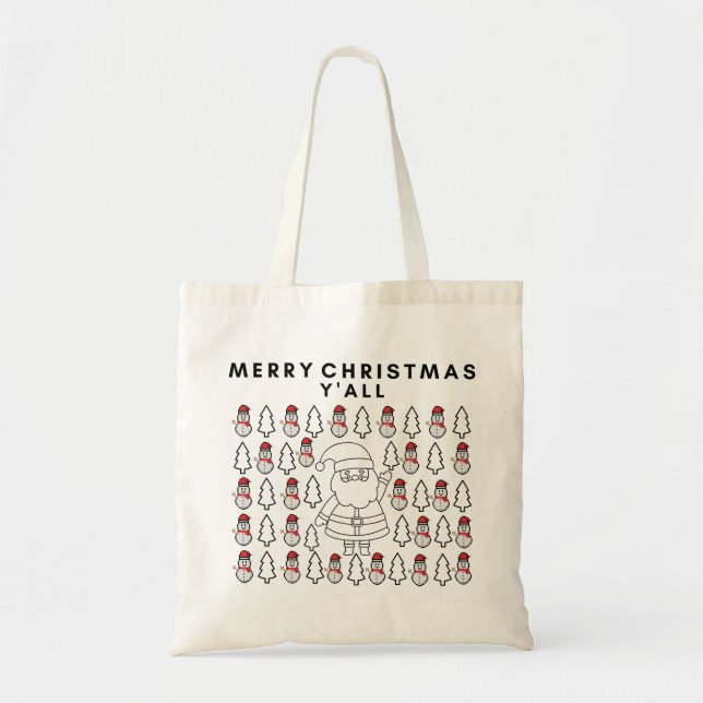 Bolsa Tote Miktiez merrychristmas papais noeis mínimos feliz  (Frente)