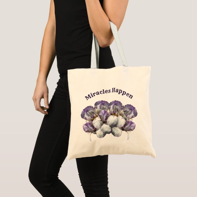 Bolsa Tote Milagres Acontecem Flores Íris Inspirational       (Frente (produto))