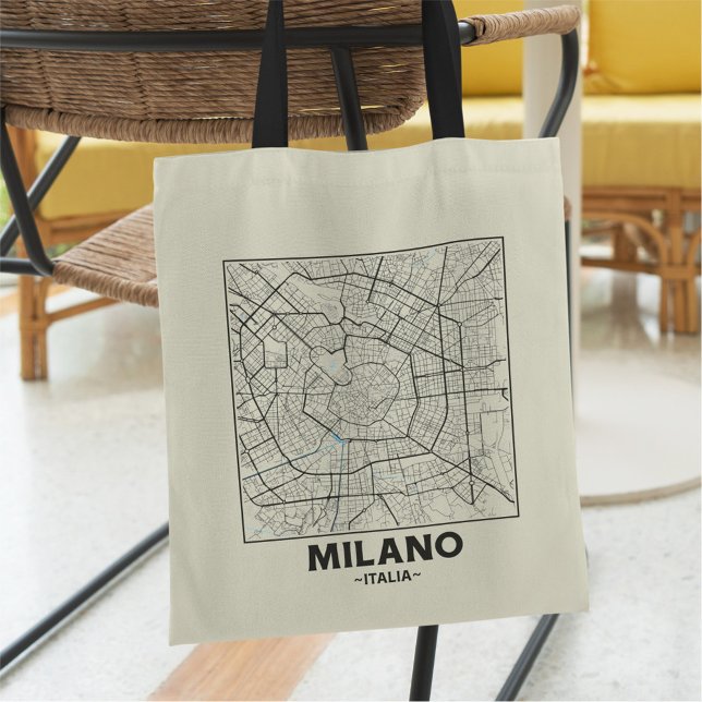 Bolsa Tote Milan, Italy City Map Tote Bag (Criador carregado)