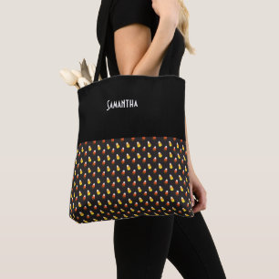 Bolsa Tote Milho doce de chocolate do Halloween em preto