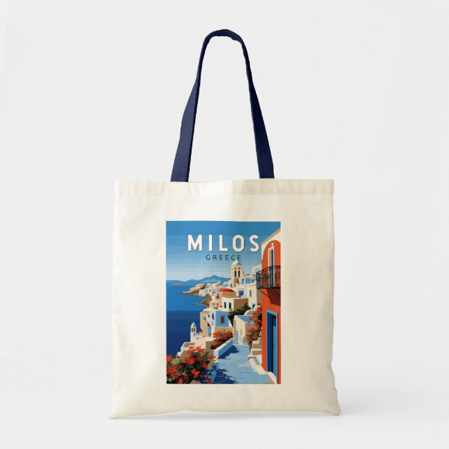 Bolsa Tote Milos Grécia Art Vintage (Frente)
