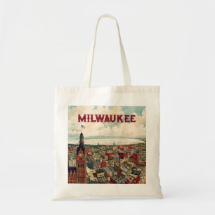Bolsa Tote Milwaukee Wisconsin Vintage City Scene com Nome