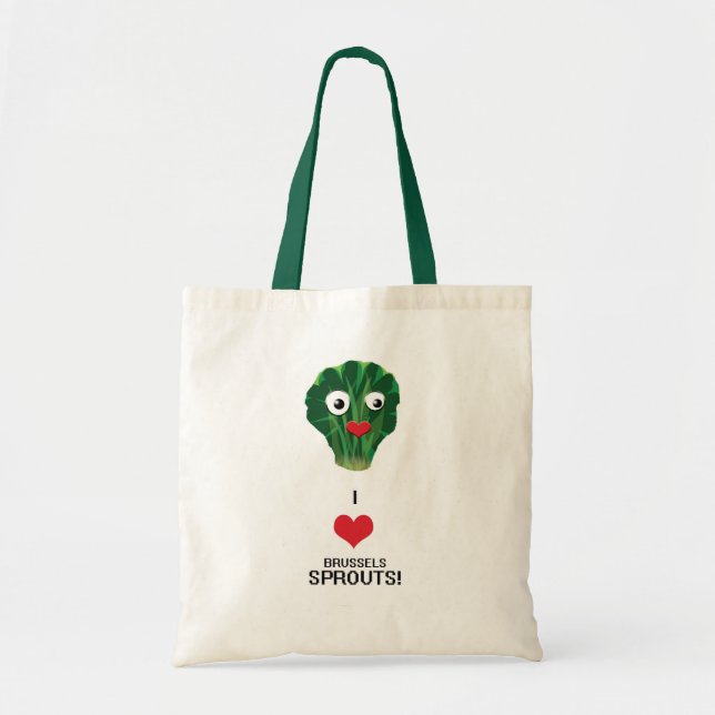 Bolsa Tote Mim sacola das couves de Bruxelas do coração (Frente)