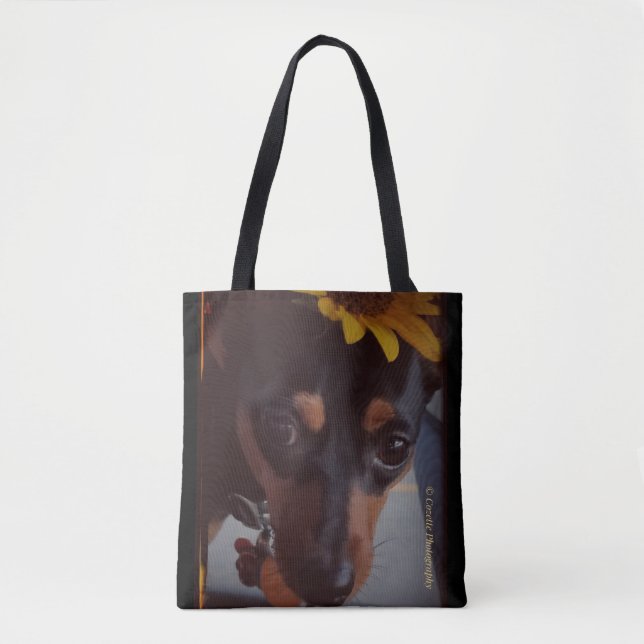 Bolsa Tote Min Pin e Girassóis (Frente)