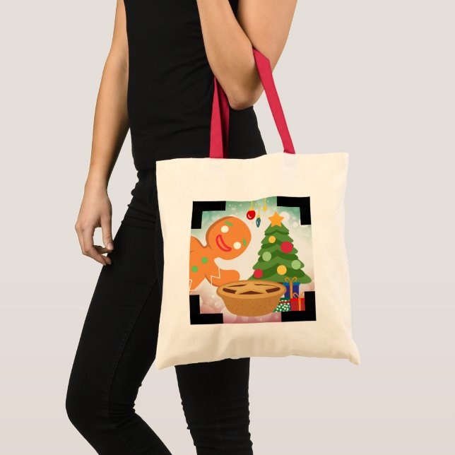 Bolsa Tote Mince Pie Photobombed pelo Gingerpão Man. (Frente (produto))