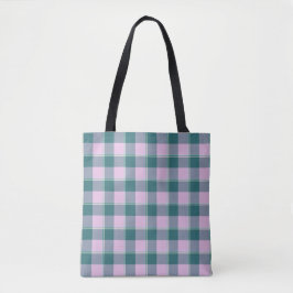 Bolsa Tote Ming and Melanie Plaid Pink Teal
