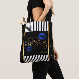 Bolsa Tote Minha Bag Confetti Dourada de maquilhagem - Lábios