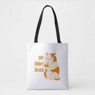 Bolsa Tote Minha citação motivadora de gato preguiçoso e gord