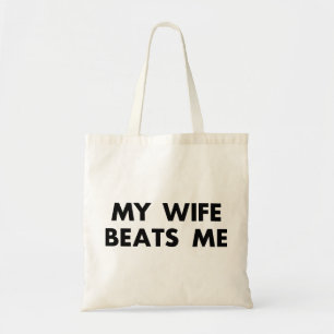 Bolsa Tote Minha Esposa Bate Em Mim Retro Vintage Engraçado