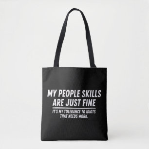 Bolsa Tote Minhas habilidades sociais estão bem Humor Sarcást