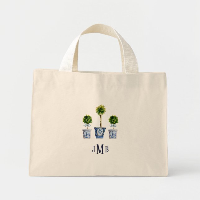 Bolsa Tote Mini 3 Tote Tote Bag Monograma de madeira boxwood (Frente)
