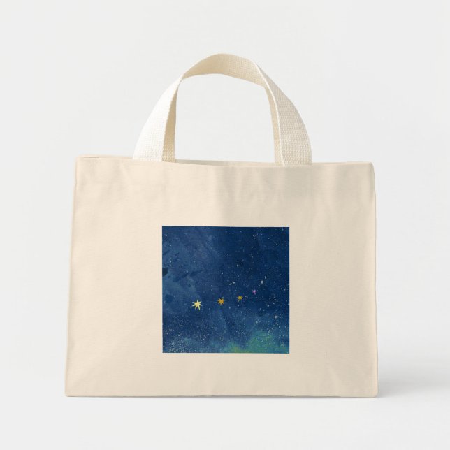 Bolsa Tote Mini A ilustração do céu estrelado (Frente)