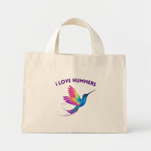 Bolsa Tote Mini Adoro Hummers Exóticos Rainbow Hummingbird Voando