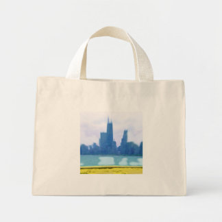 Bolsa Tote Mini Arranha-céus de Chicago com aerógrafo