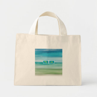 Bolsa Tote Mini Arte de Nome Personalizado Horizonte Oceano Aquare