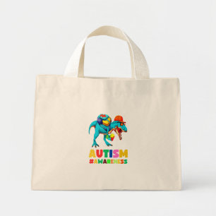 Bolsa Tote Mini Autismo Sensibilização Dinossauro T-Rex Para Menin