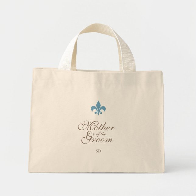Bolsa Tote Mini Azul Fleur de Lis Mãe do Almoço Inicial (Frente)
