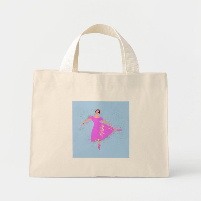 Bolsa Tote Mini Ballerina Dancer Magenta - Vestido Rosa (Frente)