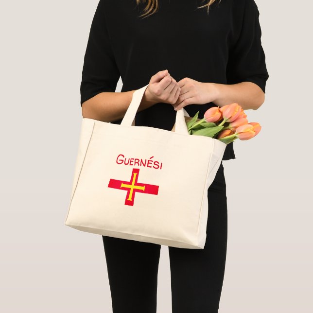 Bolsa Tote Mini Bandeira de Guernési (Frente (produto))
