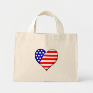 Bolsa Tote Mini Bandeira Patriótica Heart Tote Bag