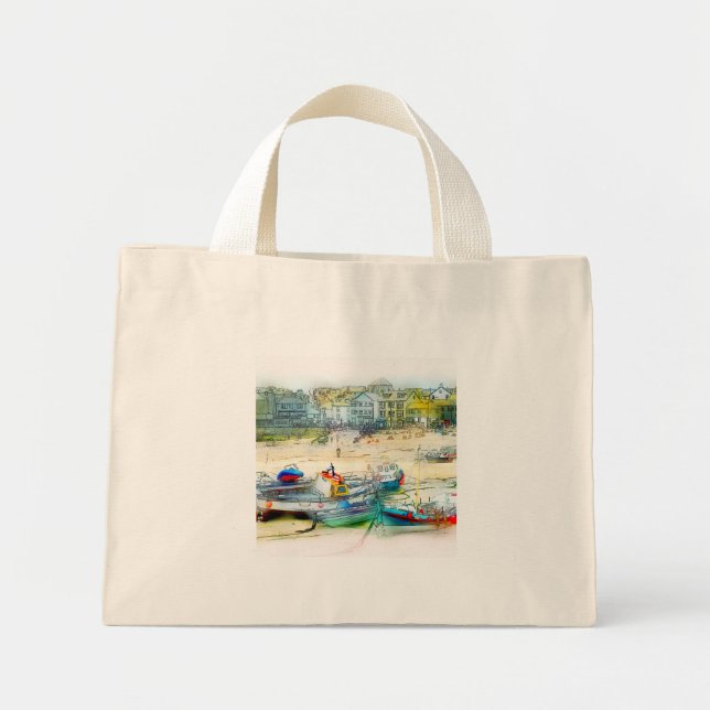 BOLSA TOTE MINI BARCOS COMO PINTURA (Frente)