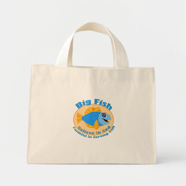 Bolsa Tote Mini Big Fish Acredita em Deus (Frente)