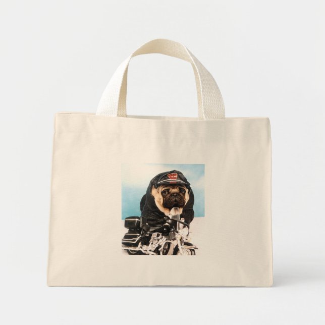 Bolsa Tote Mini Biker Pug Tote Bag (Frente)