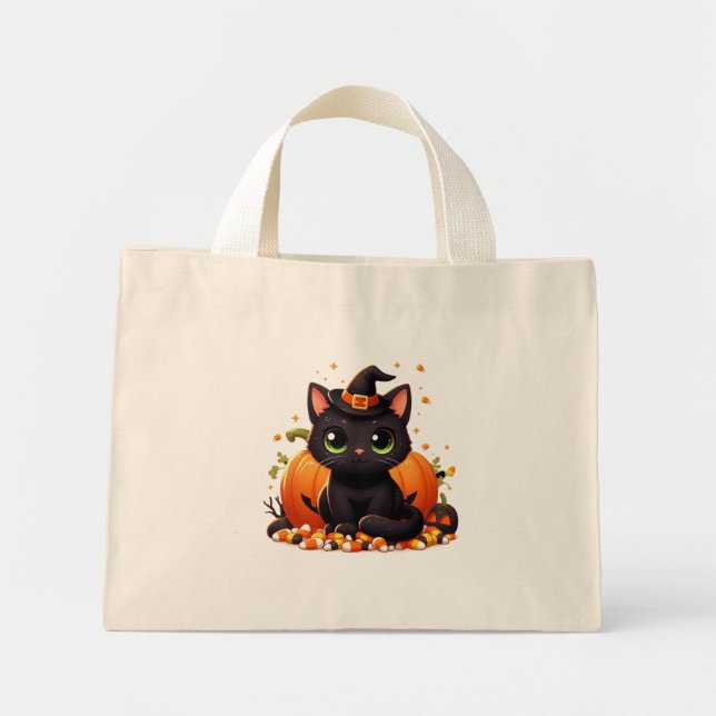 Bolsa Tote Mini Black Cat Halloween (Frente)