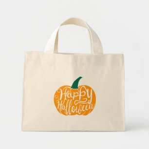 Bolsa Tote Mini Boas inscrições do Dia das Bruxas em abóbora escul
