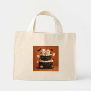 Bolsa Tote Mini Bolo de Chocolate Fantasma Fofo Doce e Assustador