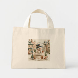 Bolsa Tote Mini Boneco de Neve Fofo em Globo de Neve