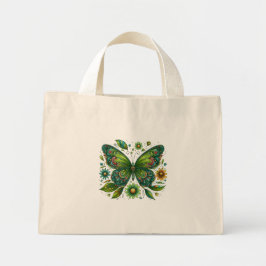 Bolsa Tote Mini Borboleta Verde Floral