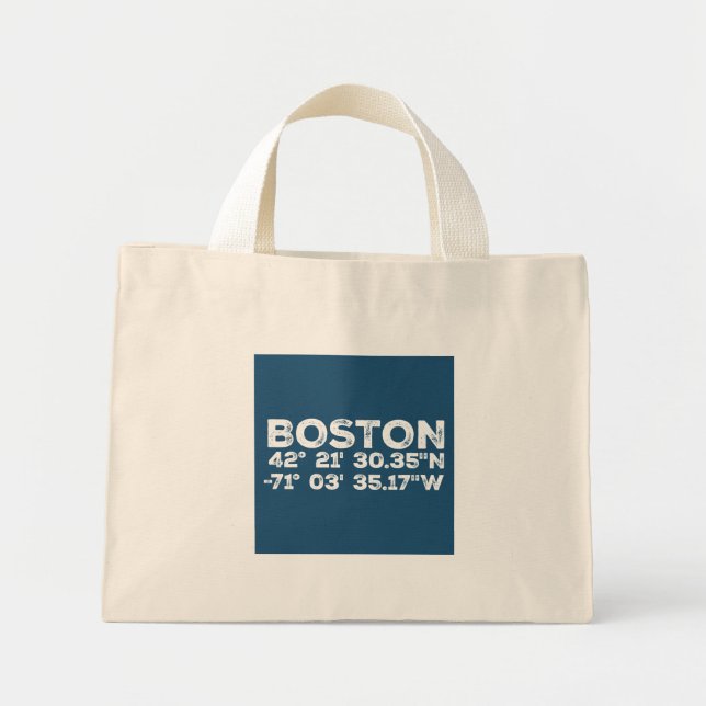 Bolsa Tote Mini Boston e Coordenadas em Fonte Distorcida (Frente)