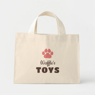 Bolsa Tote Mini Brinquedos com Nome de Cachorro com Pegada Marrom