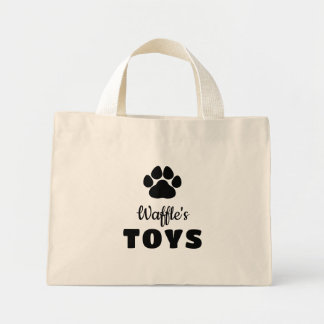 Bolsa Tote Mini Brinquedos com Nome e Pegada Preta do Cachorro