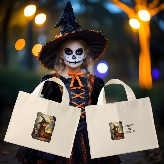 Bolsa Tote Mini Bruxa pequena e fofa na floresta com caldeirão de  (Criador carregado)
